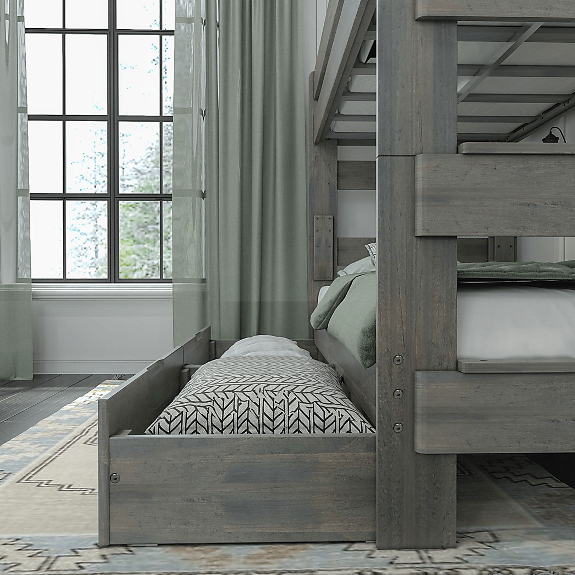 Kids Eastwick Gray Twin/Twin Bunk Bed with Storage Drawers - Image 6