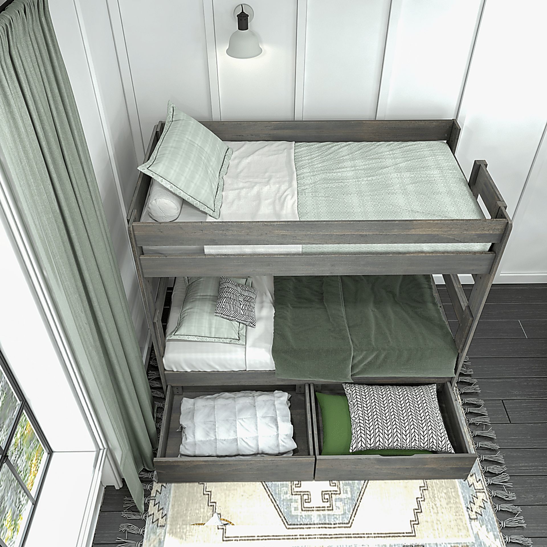 Kids Eastwick Gray Twin/Twin Bunk Bed with Storage Drawers - Image 7