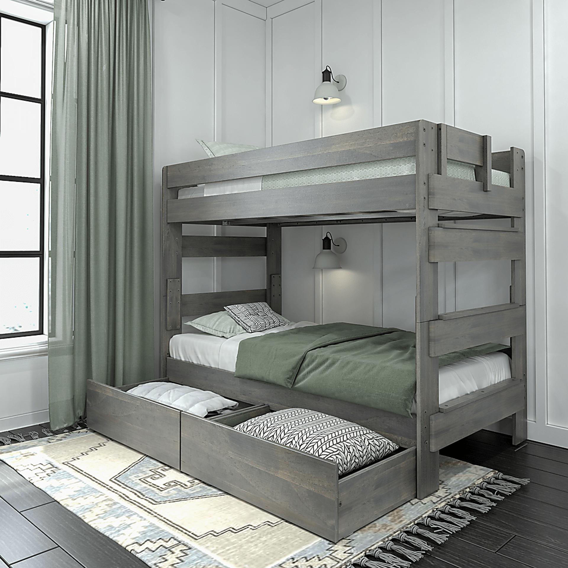 Kids Eastwick Gray Twin/Twin Bunk Bed with Storage Drawers