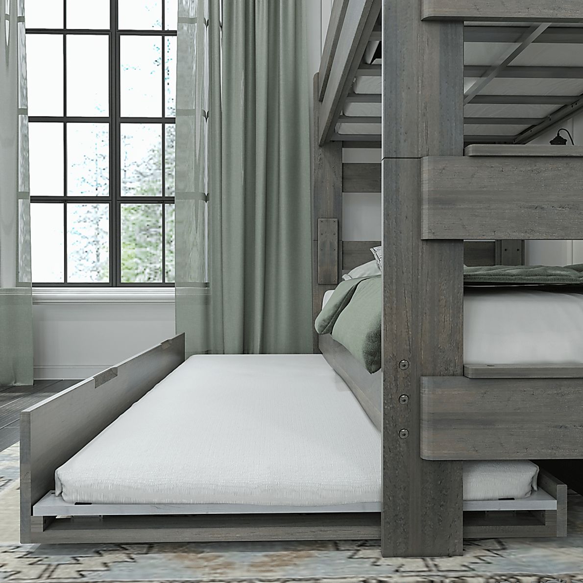 Kids Eastwick Gray Twin/Twin Bunk Bed with Trundle Rooms To Go