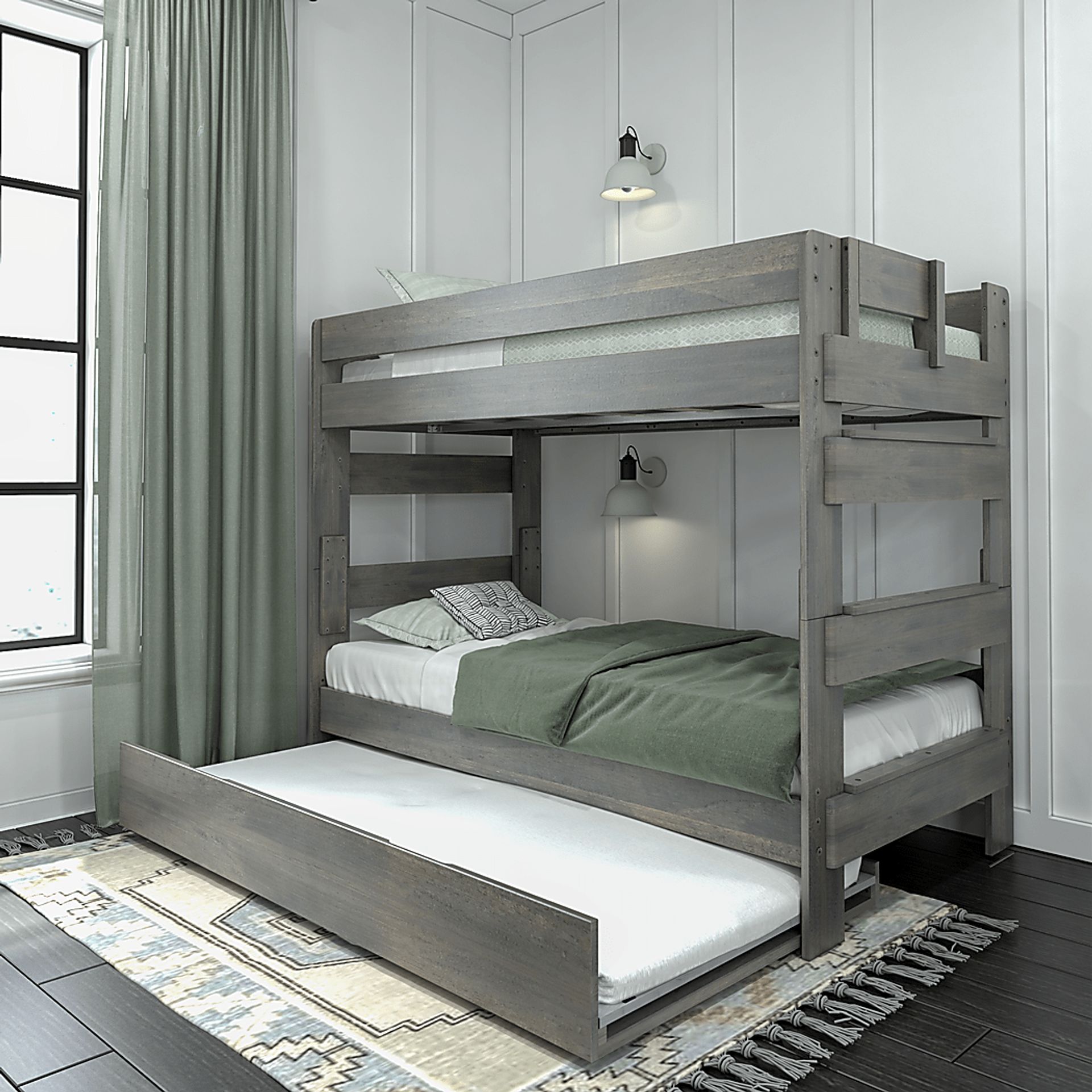 Kids Eastwick Gray Twin/Twin Bunk Bed with Trundle - Image 1
