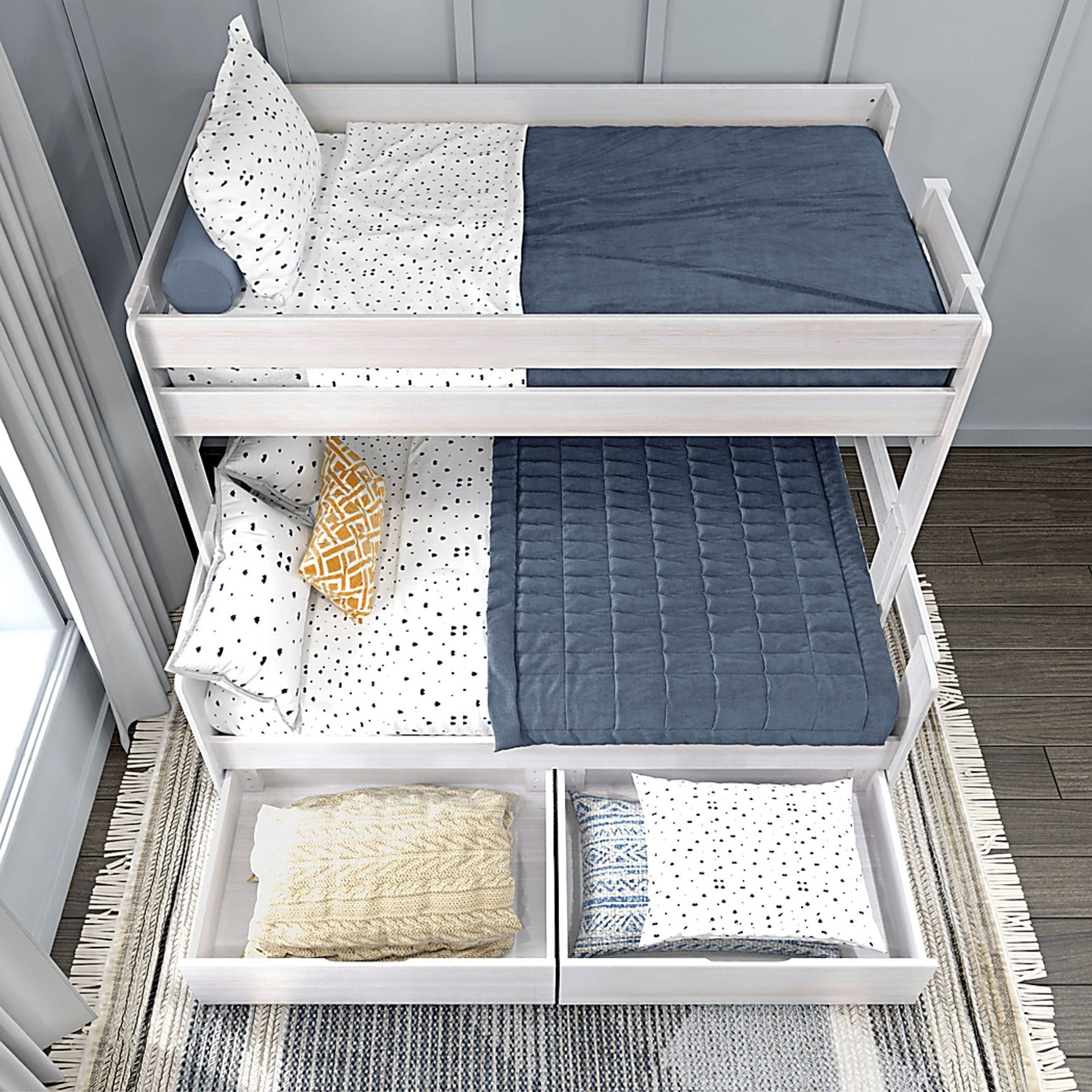 Kids Eastwick White Twin/Full Bunk Bed with Storage Drawers - Image 5
