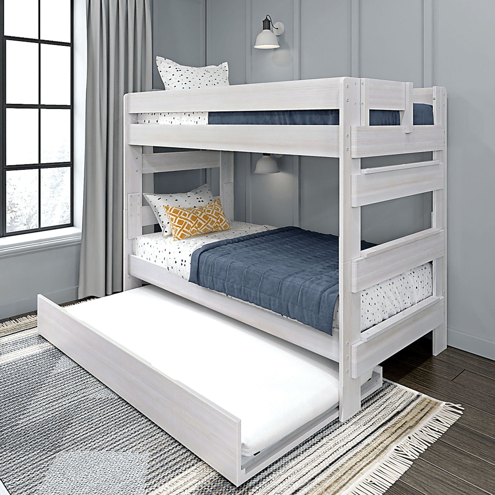 Kids Eastwick White Twin/Twin Bunk Bed with Trundle - Image 1