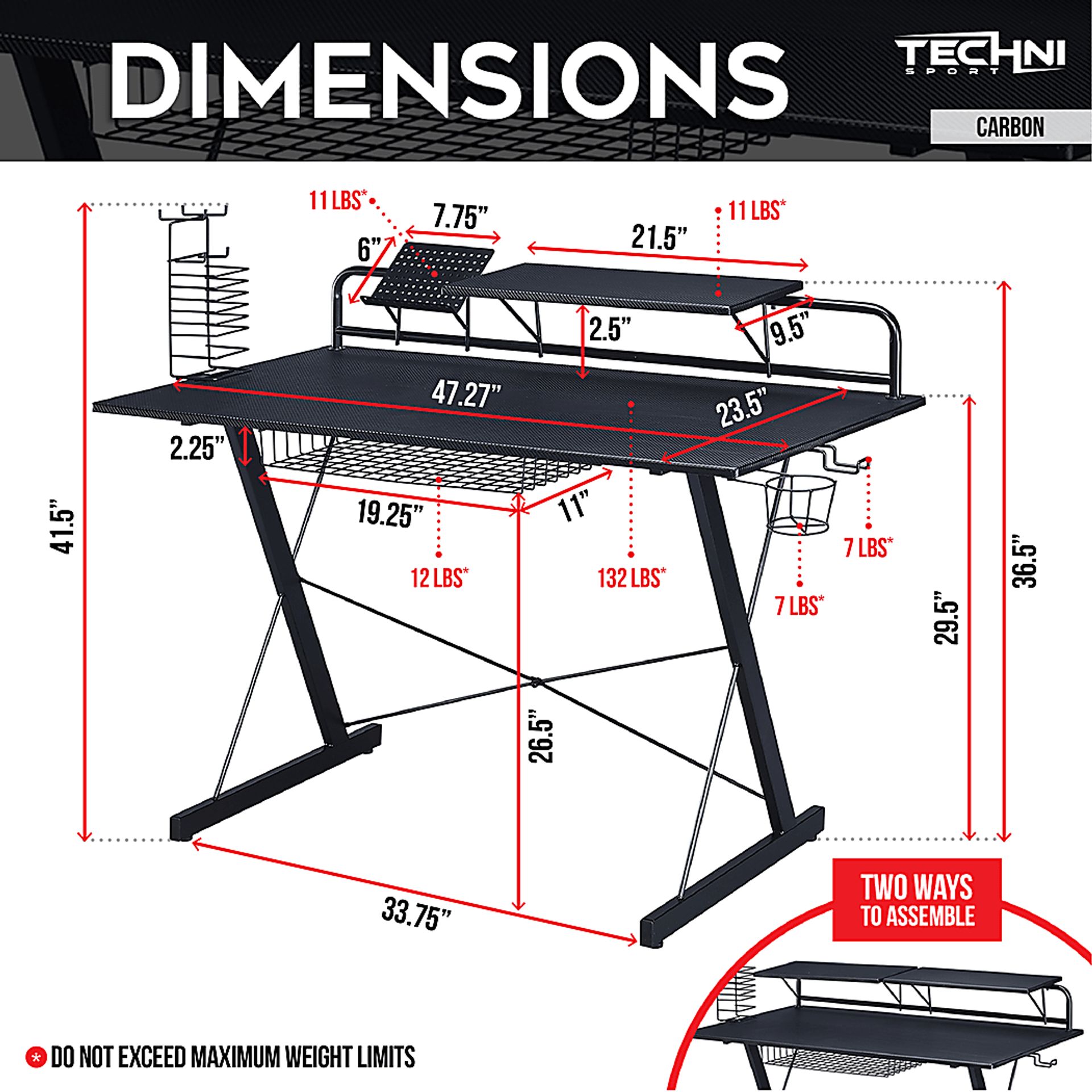 Eatoheim Black PC Gaming Desk - Image 4