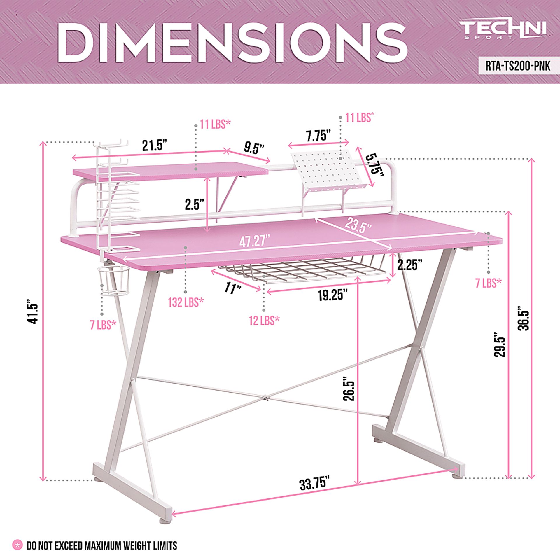 Eatoheim Pink PC Gaming Desk - Image 4