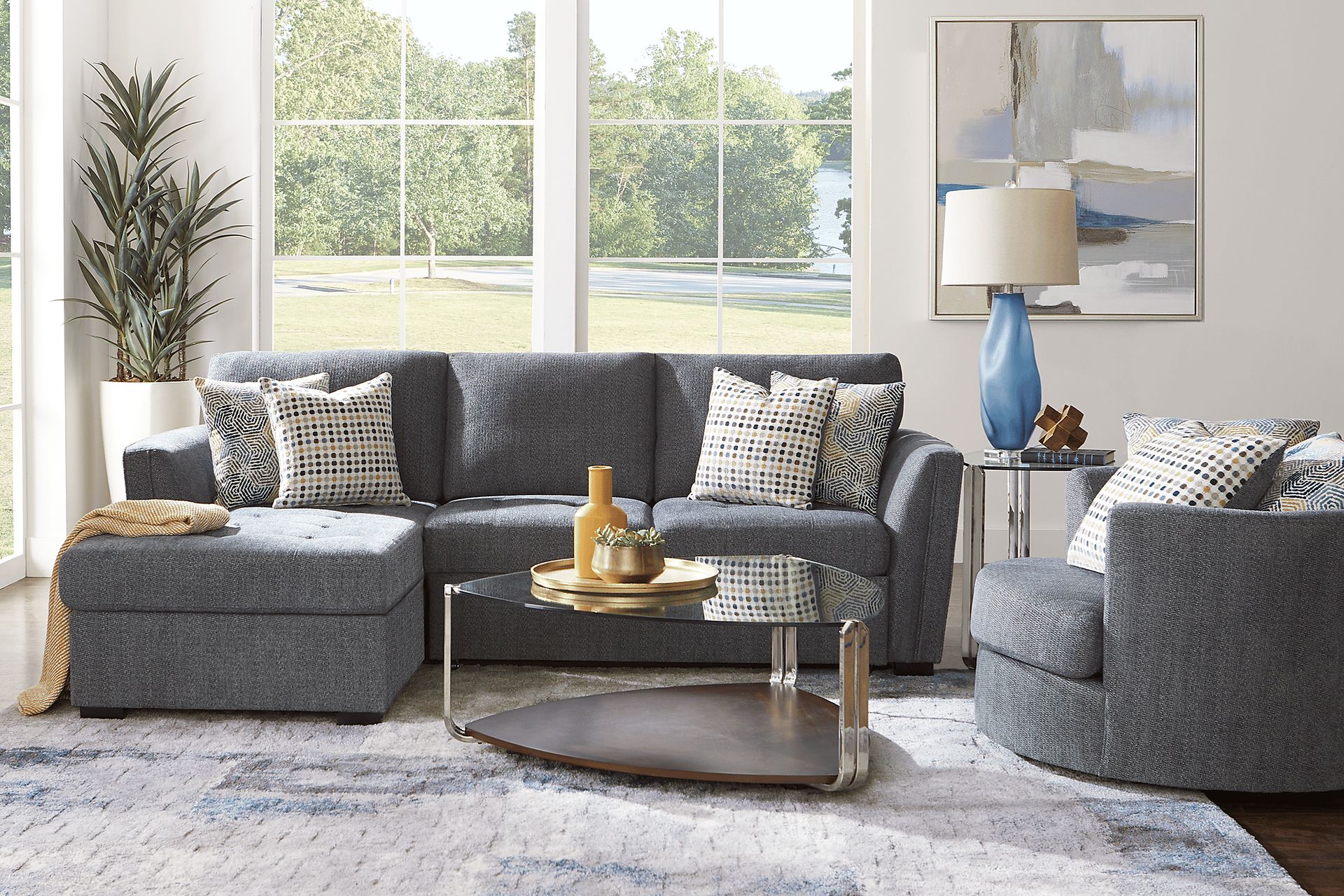 Eaton Heights Denim 2 Pc Sleeper Sectional - Image 2