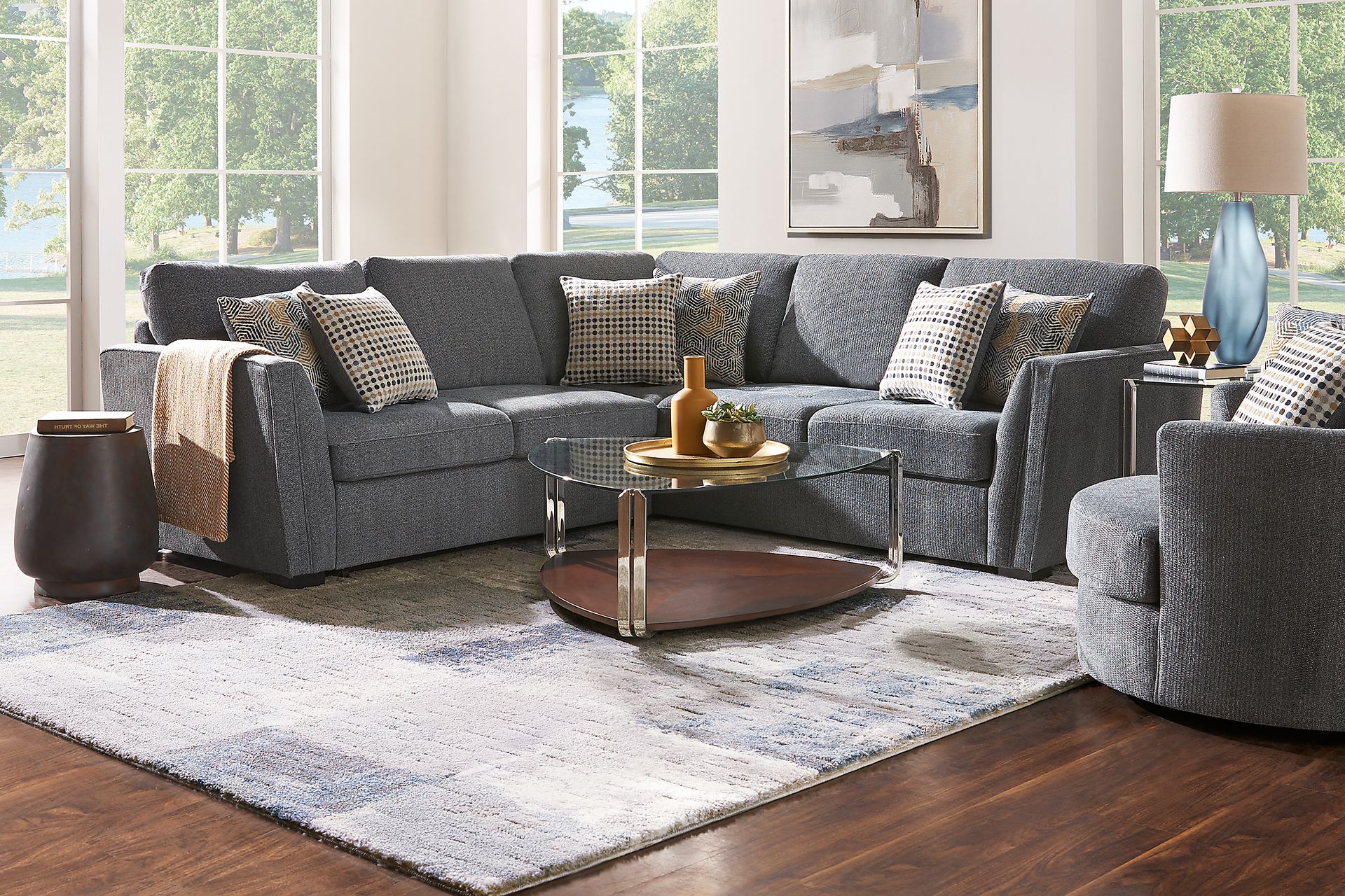 Eaton Heights Denim 2 Pc Sleeper Sectional - Image 2
