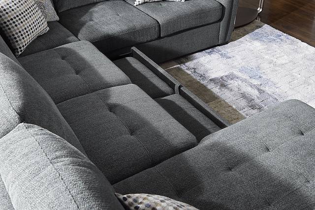 Eaton Heights Denim 7 Pc Sleeper Sectional Living Room - Thumbnail - Image 5