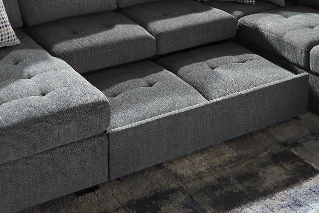 Eaton Heights Denim 7 Pc Sleeper Sectional Living Room - Thumbnail - Image 7