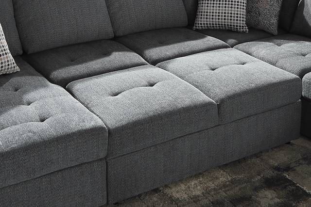 Eaton Heights Denim 7 Pc Sleeper Sectional Living Room - Thumbnail - Image 8