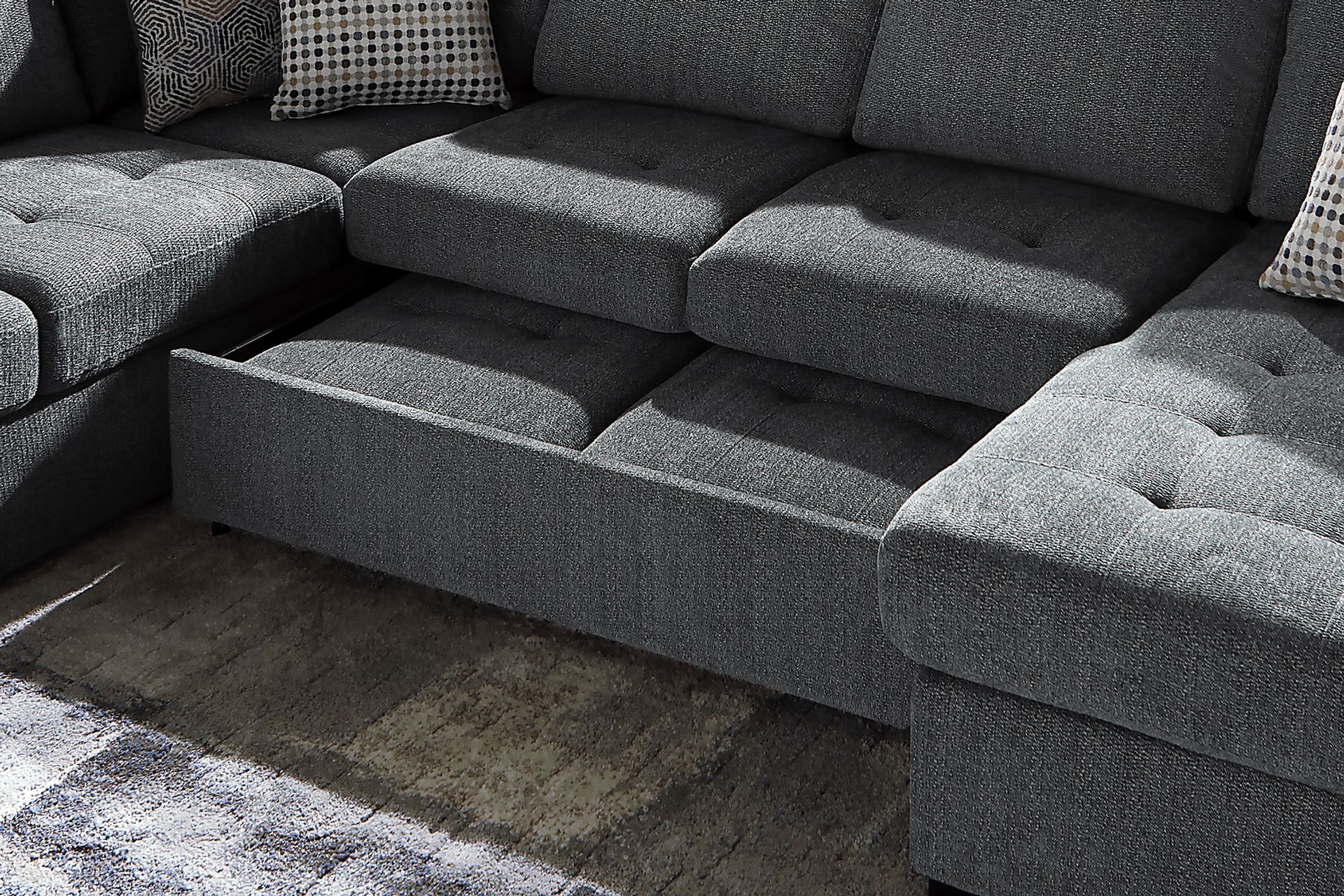 Eaton Heights Denim 3 Pc Sleeper Sectional - Image 6