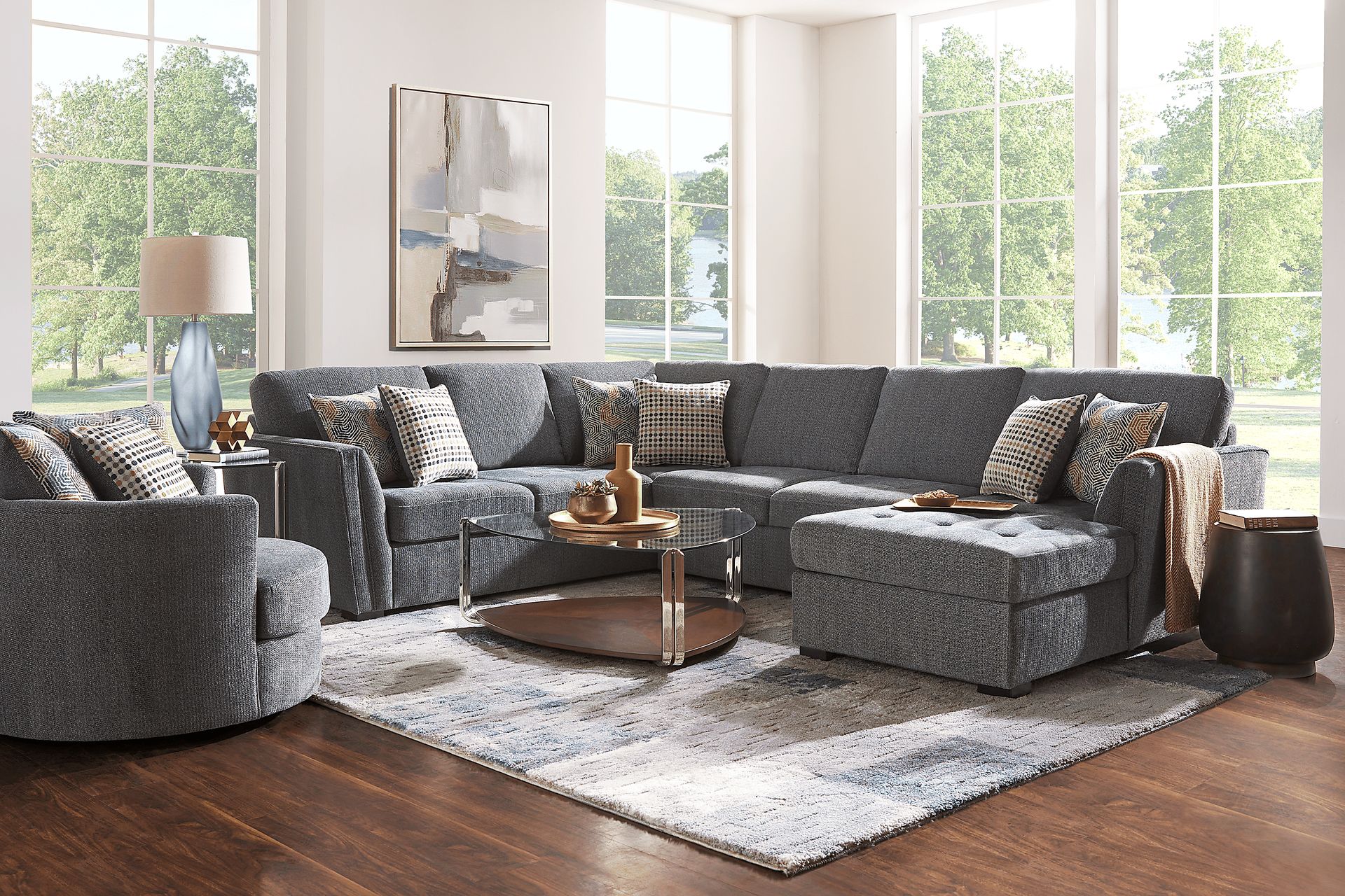 Eaton Heights Denim 3 Pc Sleeper Sectional - Image 2