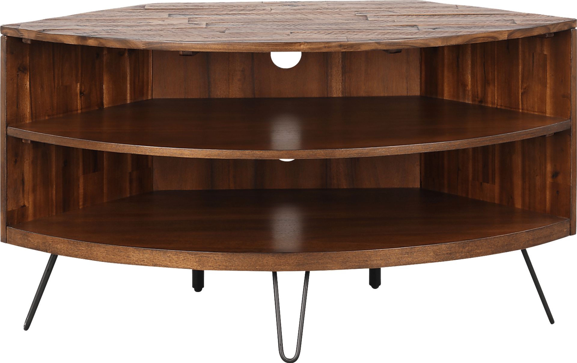 Eclanens Dark Brown 43 in. Corner TV Console - Image 1