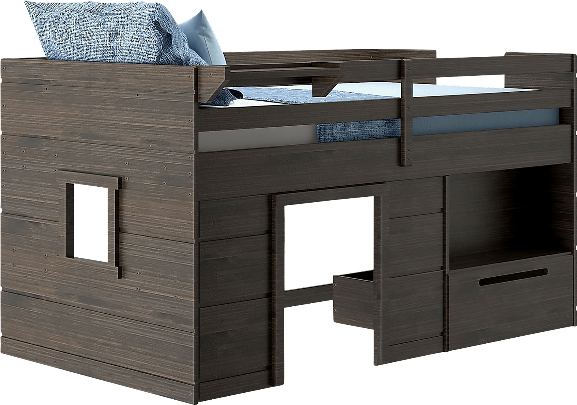 Kids Edenberry Brown Twin Loft Bed with 1 Drawer - Image 2