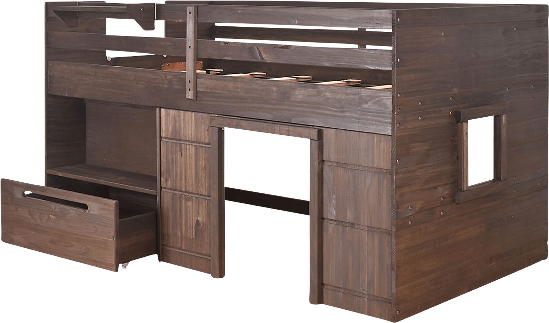 Kids Edenberry Brown Twin Loft Bed with 1 Drawer - Image 4