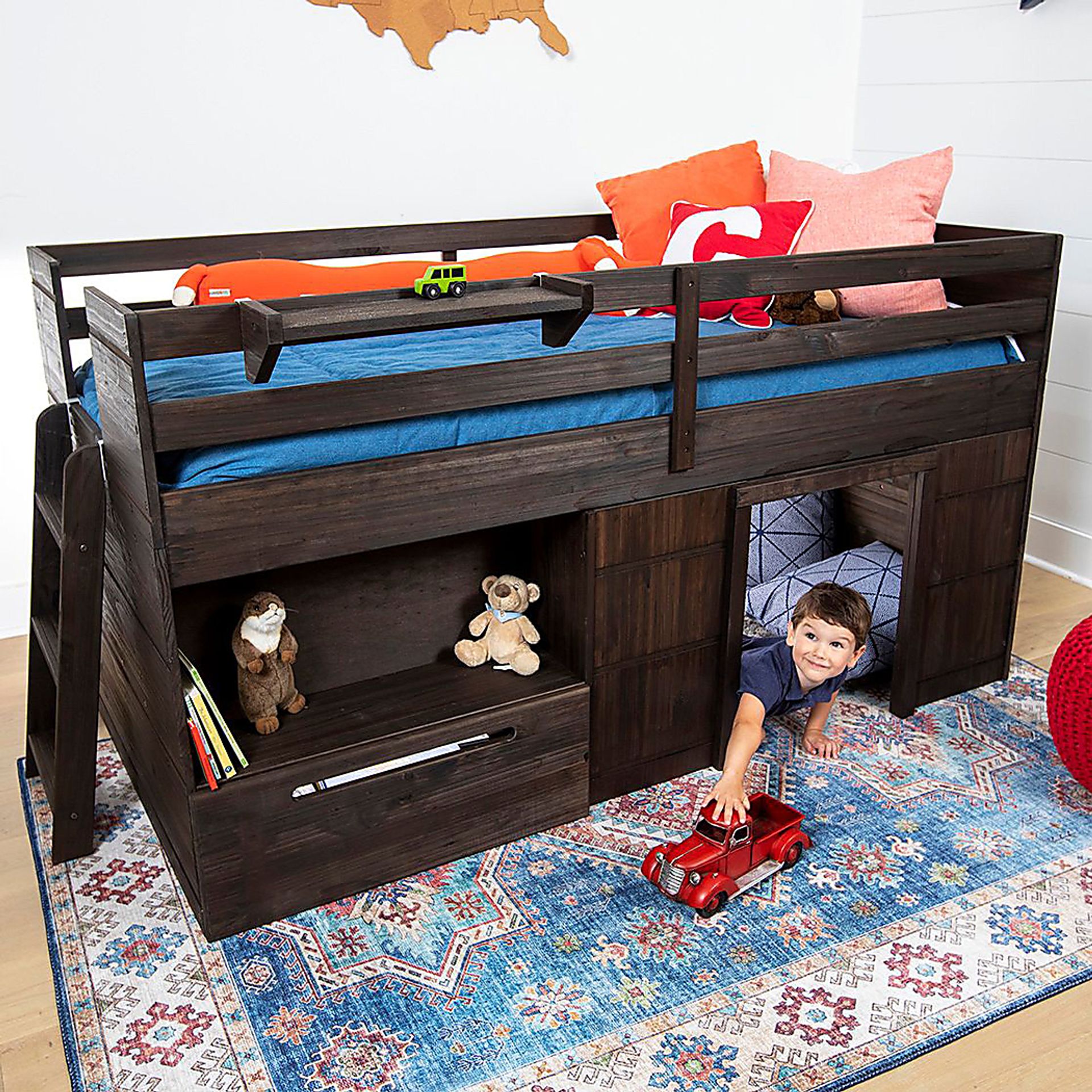 Kids Edenberry Brown Twin Loft Bed with 1 Drawer - Image 6