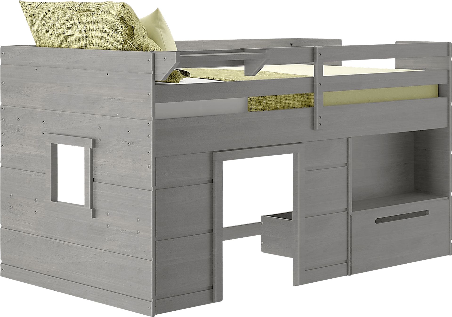 Kids Edenberry Gray Twin Loft Bed with 1 Drawer - Image 2