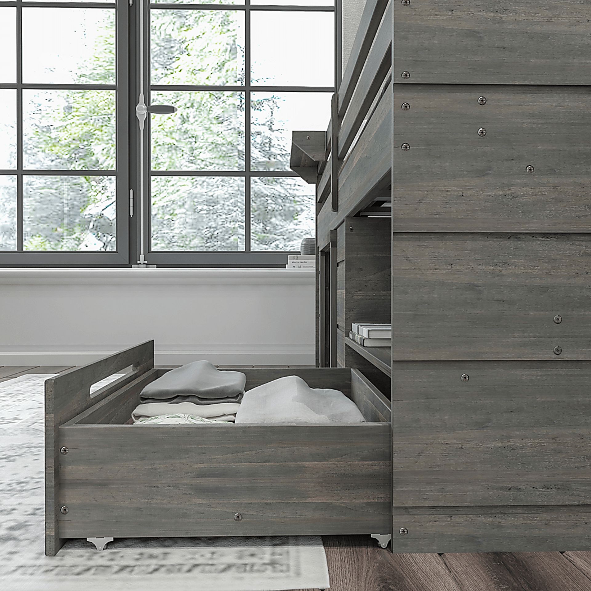 Kids Edenberry Gray Twin Loft Bed with 1 Drawer - Image 6
