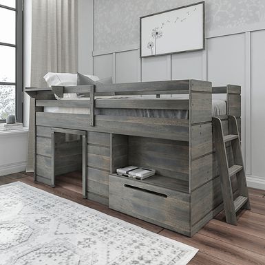 Kids Edenberry Gray Twin Loft Bed with 1 Drawer