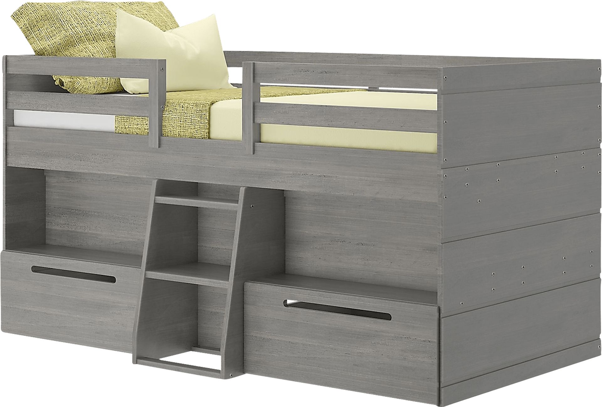 Kids Edenberry Gray Twin Loft Bed with 2 Drawers - Image 2