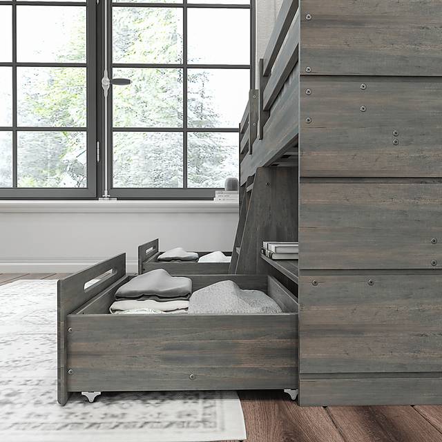 Kids Edenberry Gray Twin Loft Bed with 2 Drawers - Thumbnail - Image 4