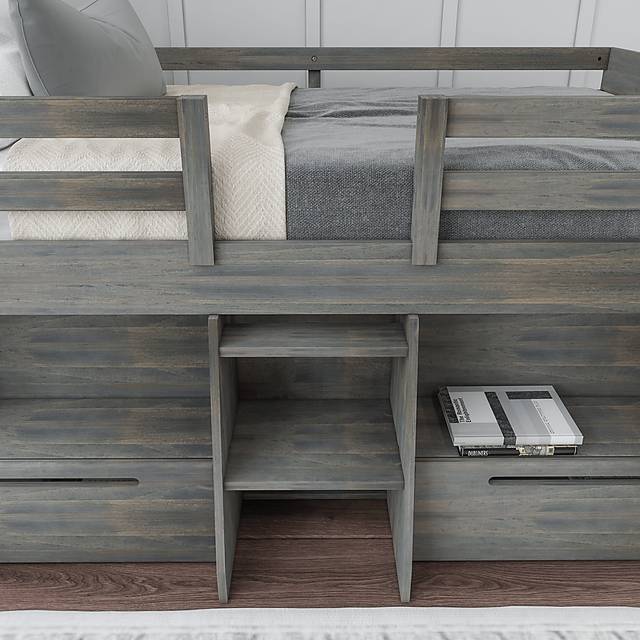 Kids Edenberry Gray Twin Loft Bed with 2 Drawers - Thumbnail - Image 5