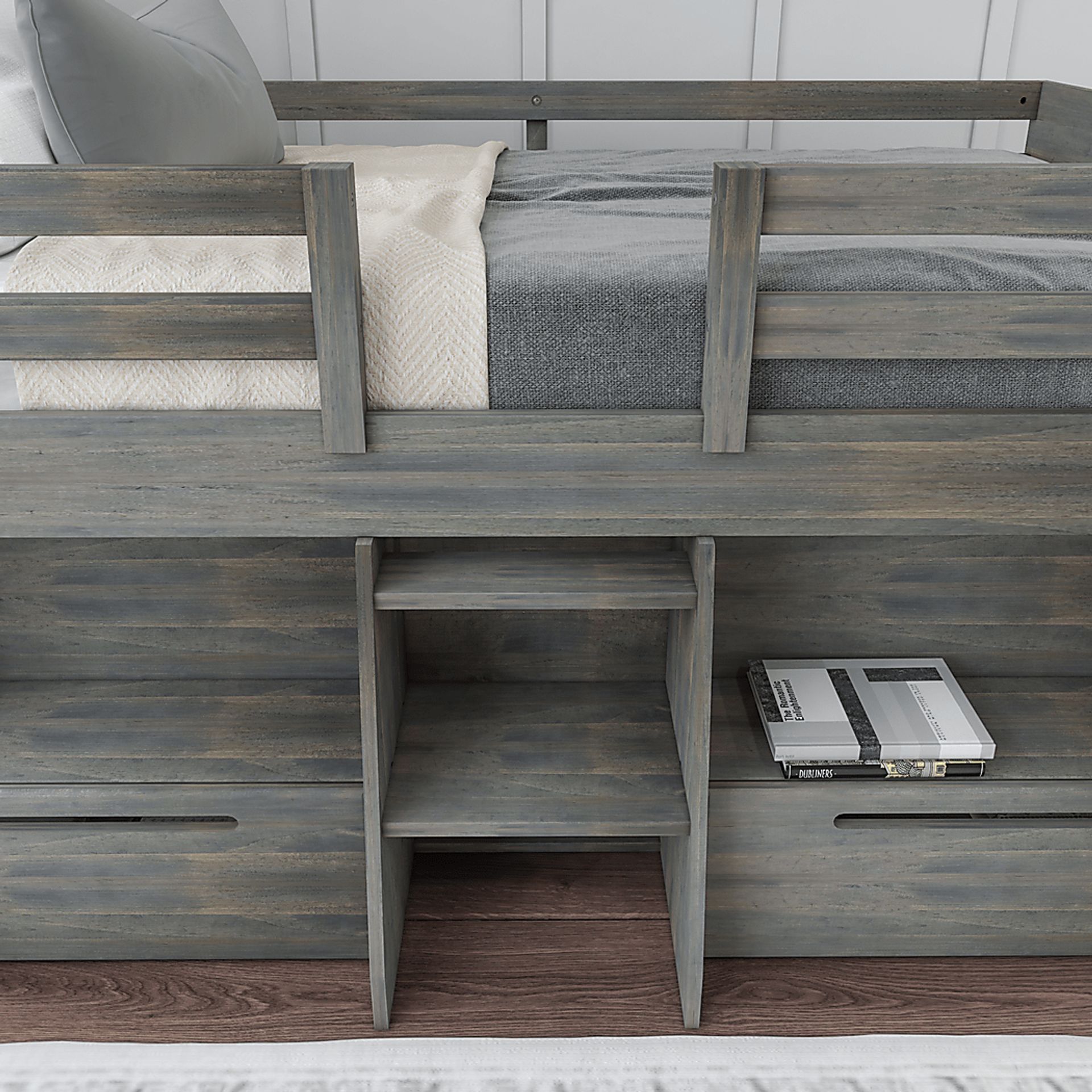 Kids Edenberry Gray Twin Loft Bed with 2 Drawers - Image 5