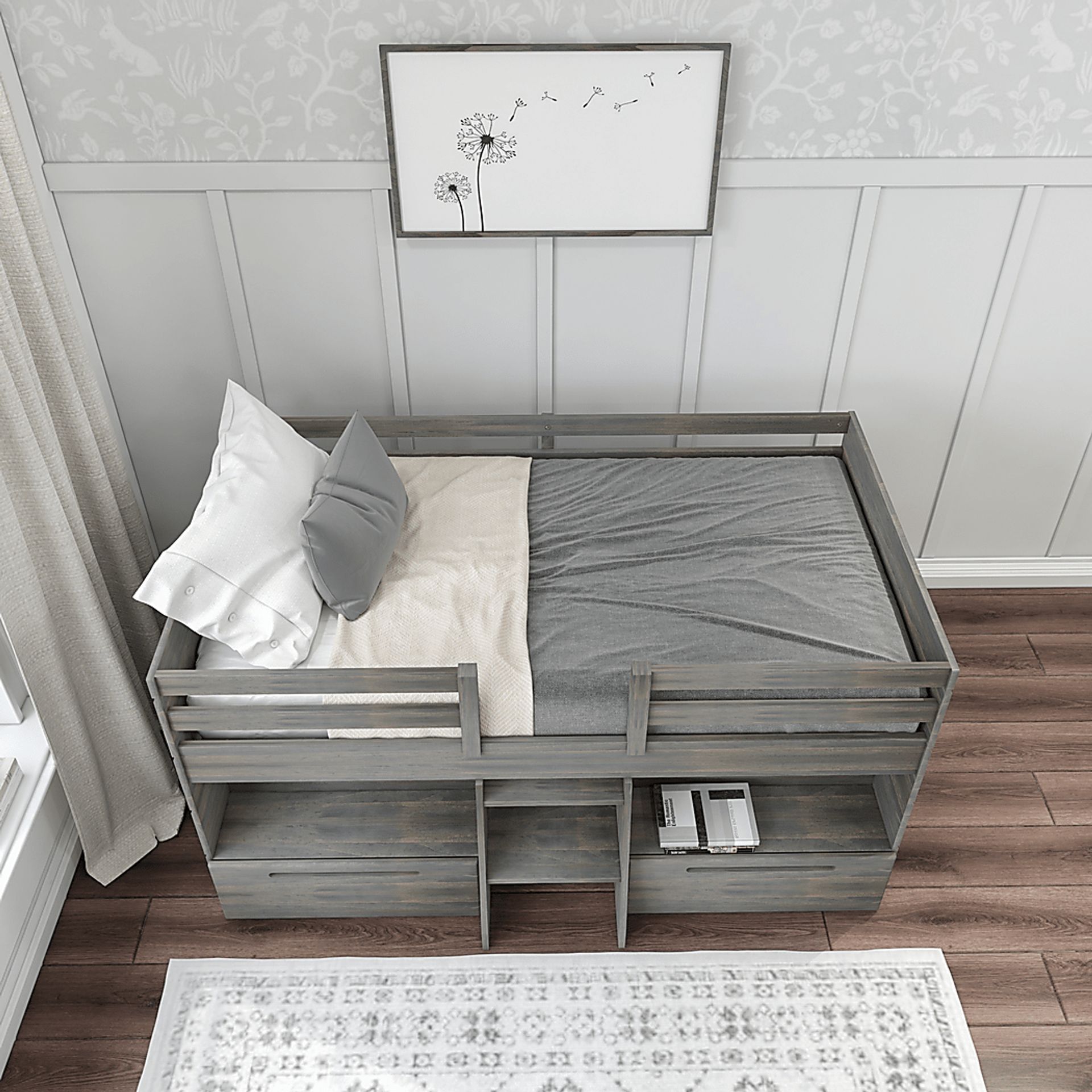 Kids Edenberry Gray Twin Loft Bed with 2 Drawers - Image 6
