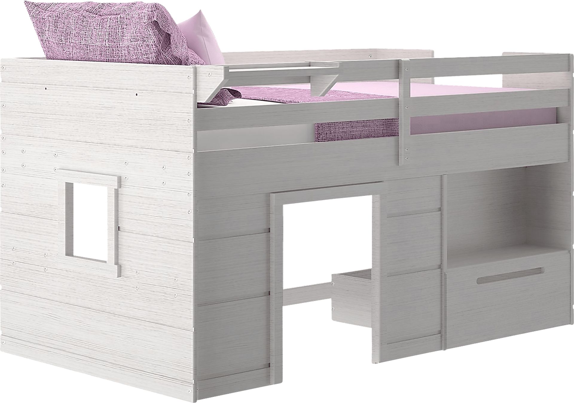 Kids Edenberry White Twin Loft Bed with 1 Drawer - Image 2