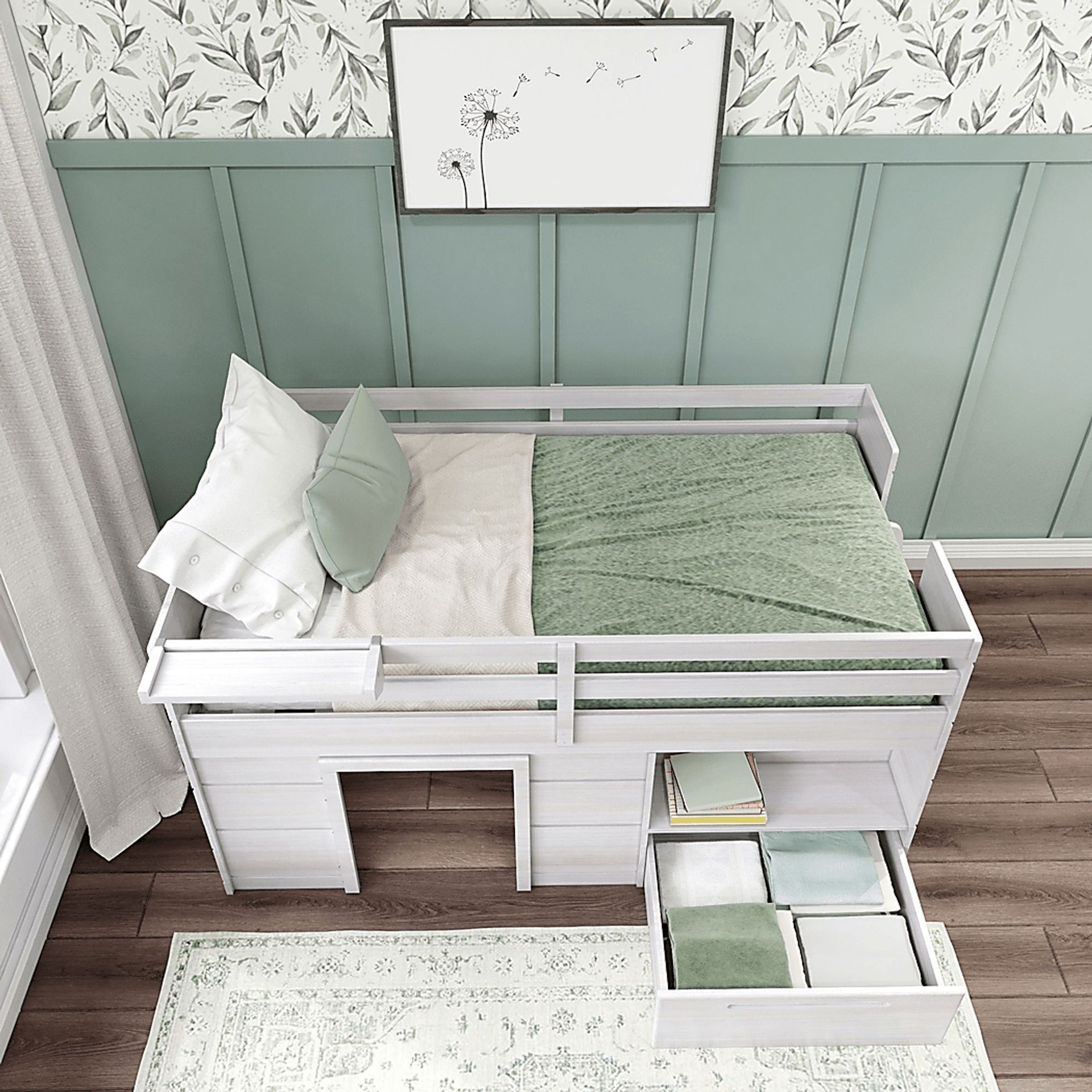 Kids Edenberry White Twin Loft Bed with 1 Drawer - Image 3