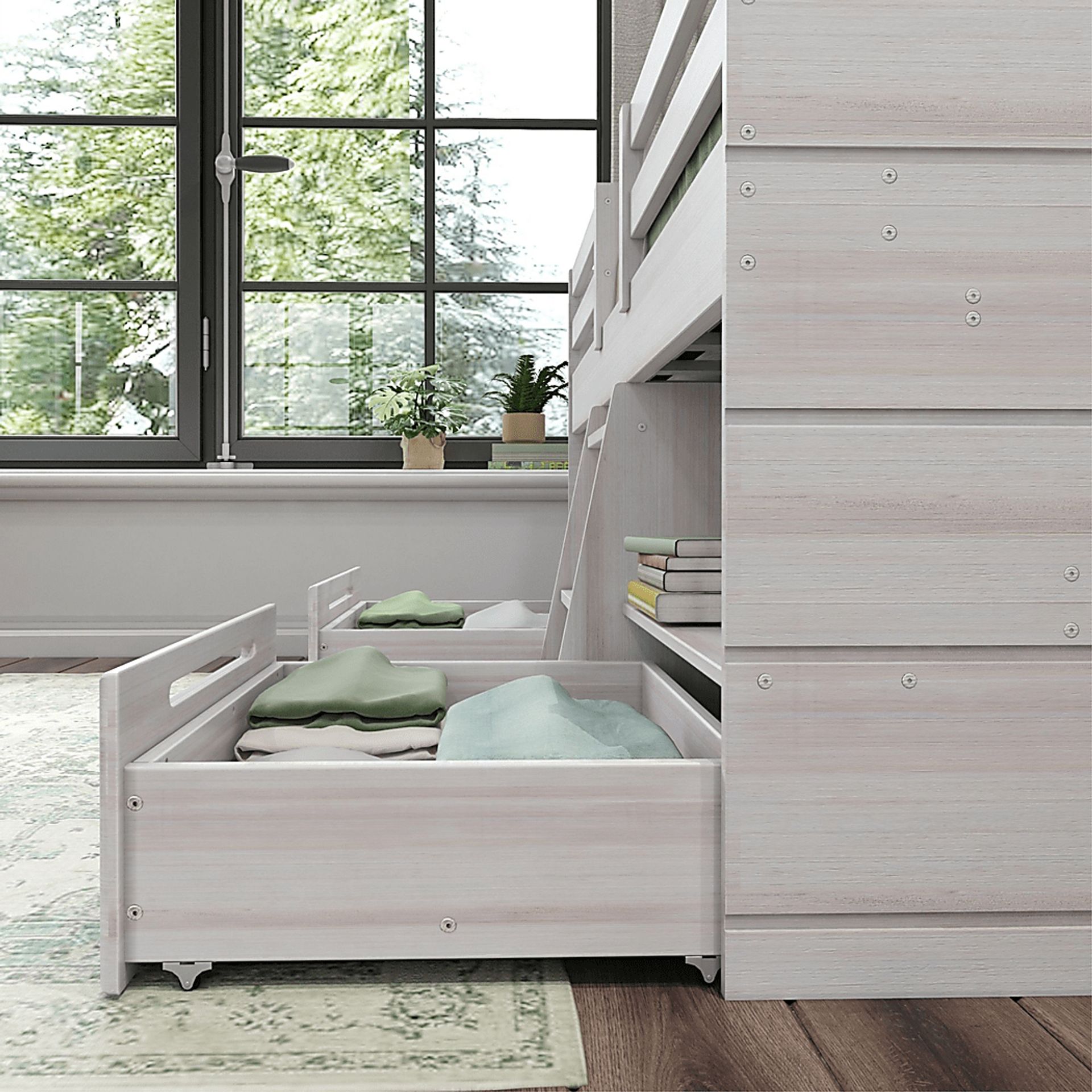 Kids Edenberry White Twin Loft Bed with 2 Drawers - Image 3