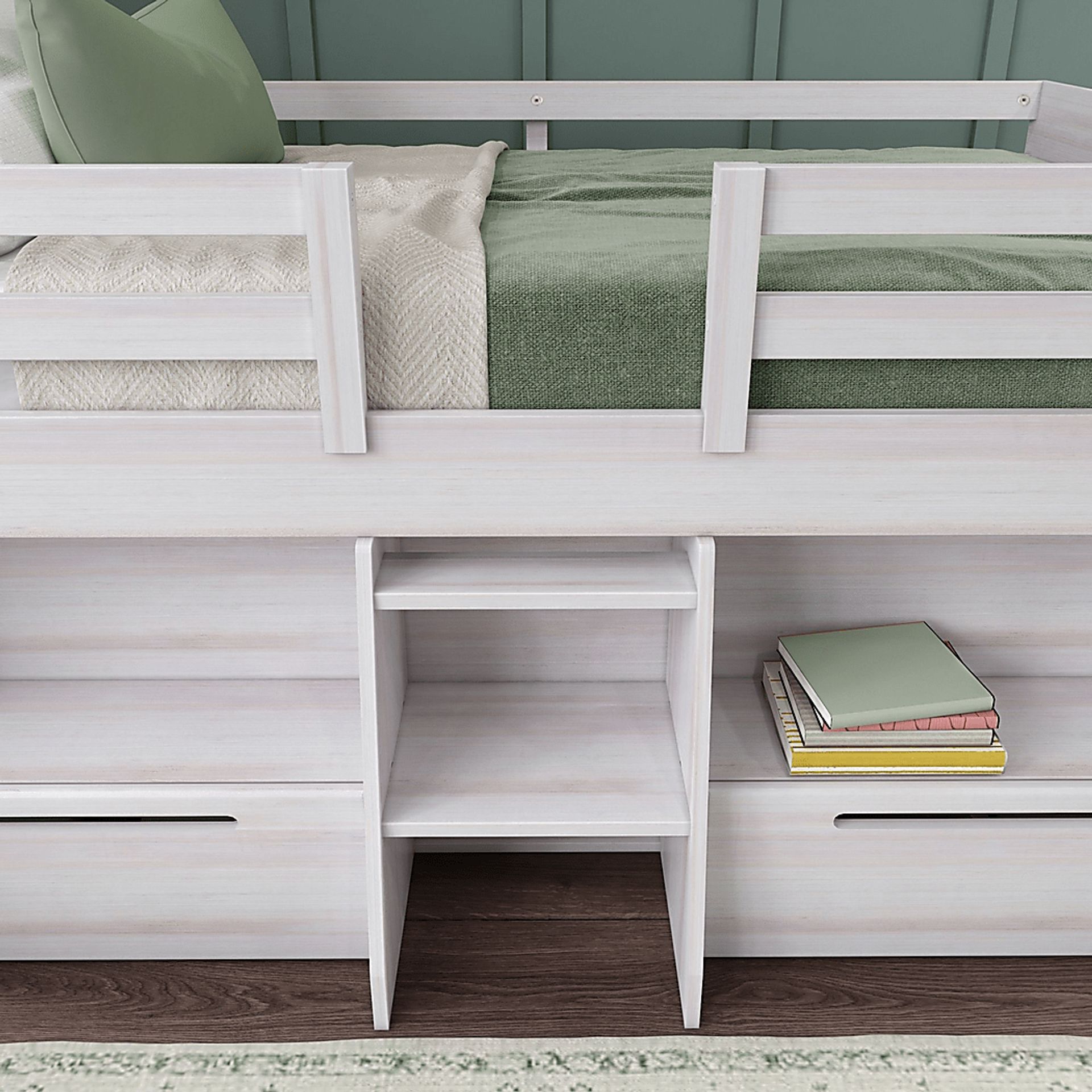 Kids Edenberry White Twin Loft Bed with 2 Drawers - Image 4