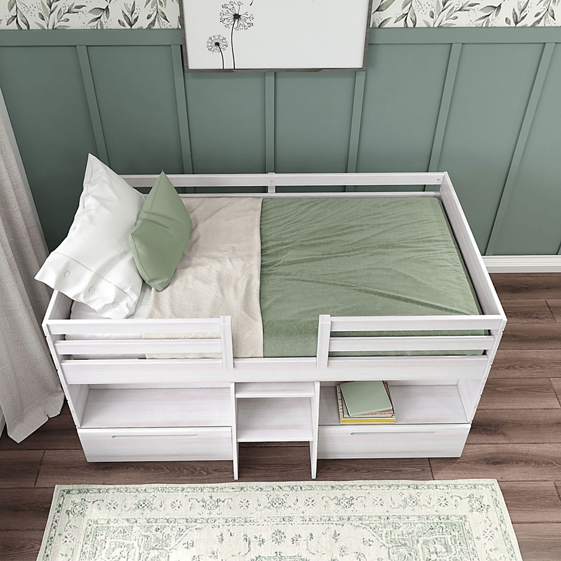 Kids Edenberry White Twin Loft Bed with 2 Drawers - Image 5