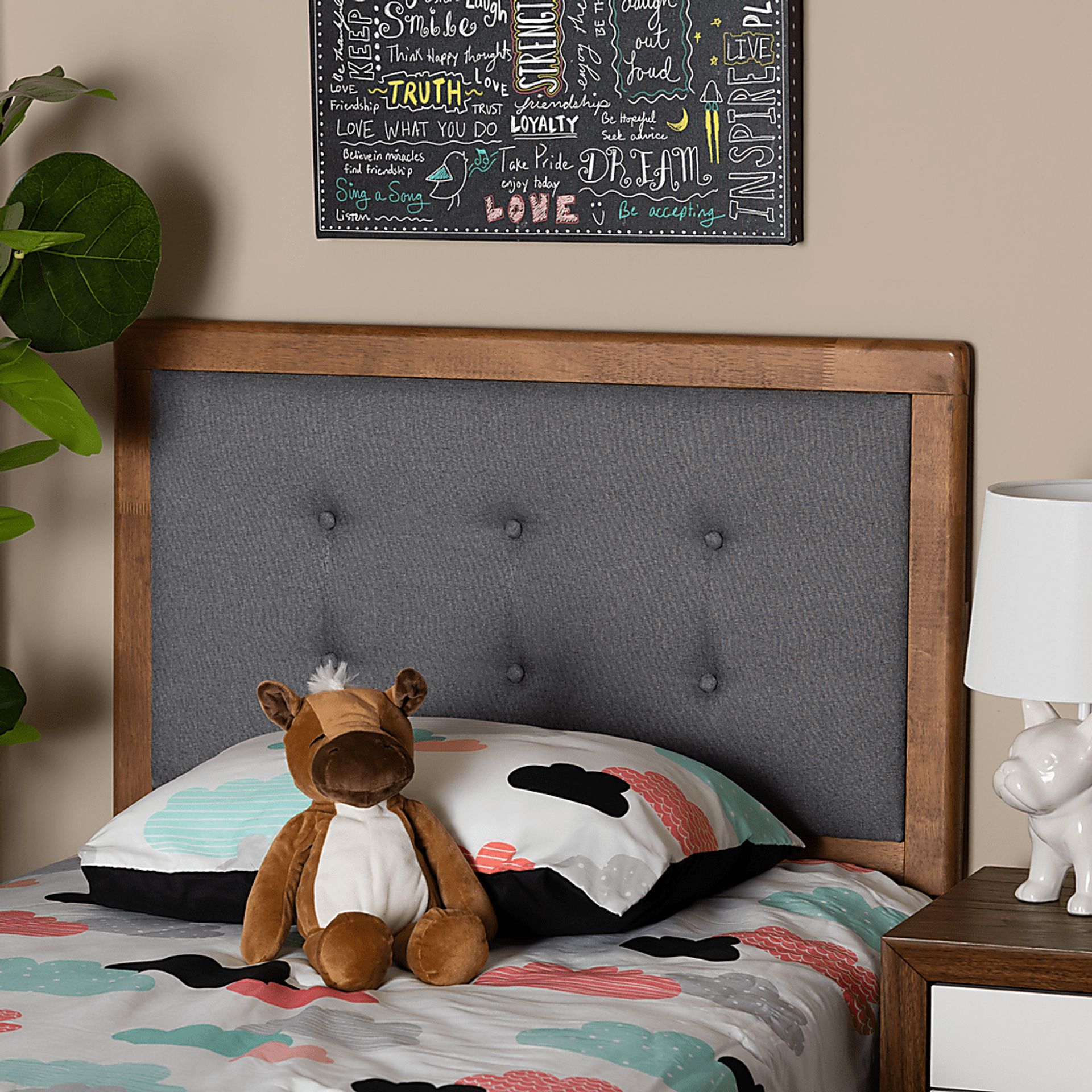 Edenboro Gray Twin Upholstered Headboard - Image 3