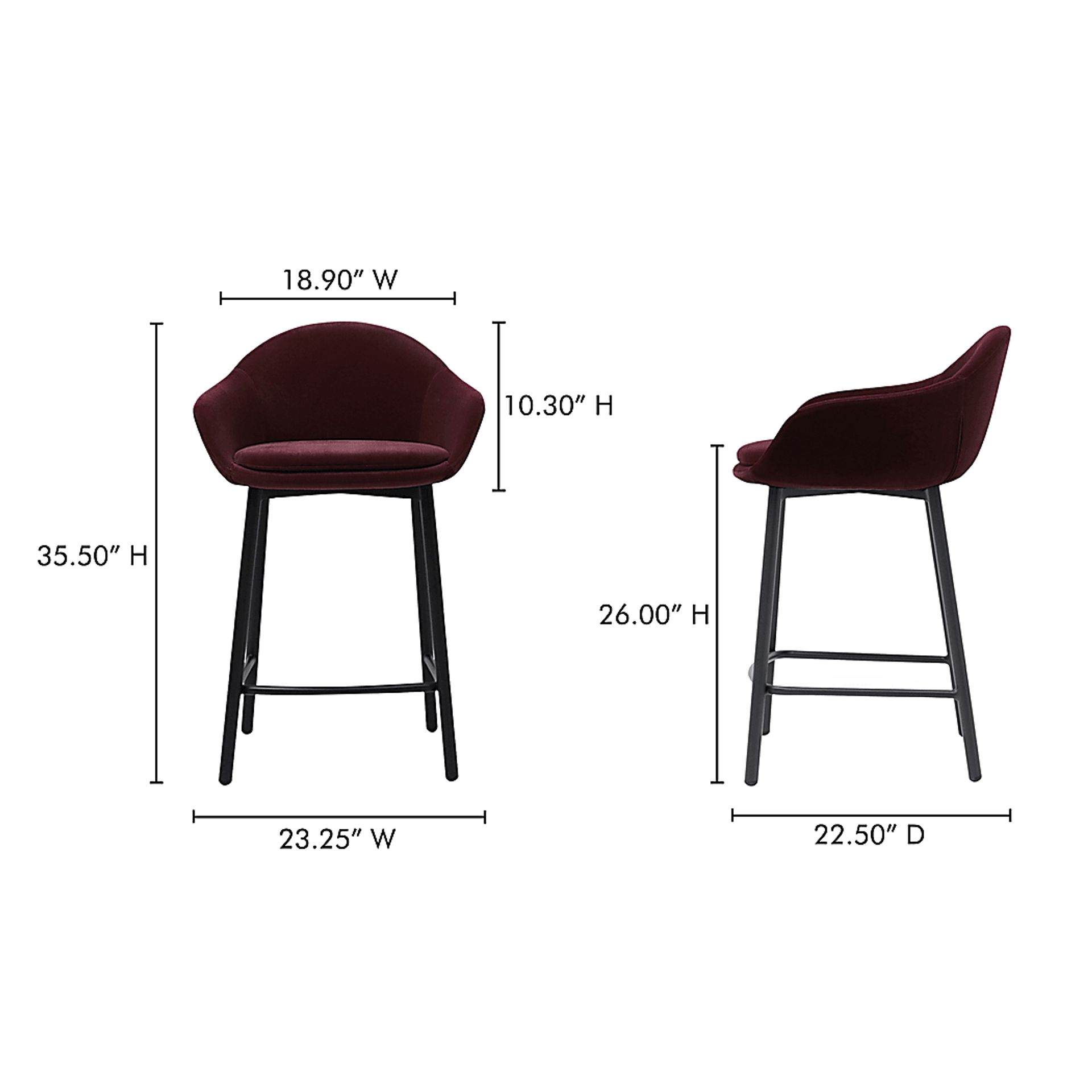 Edered Purple Counter Height Stool - Image 2