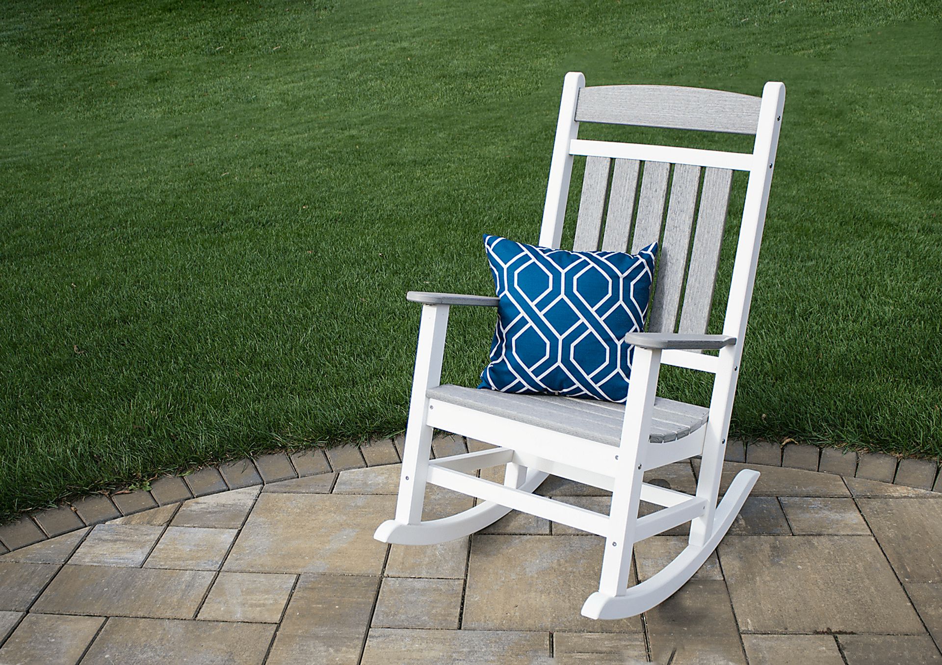 Edgarton Natural White and Granite Outdoor Rocker - Image 3