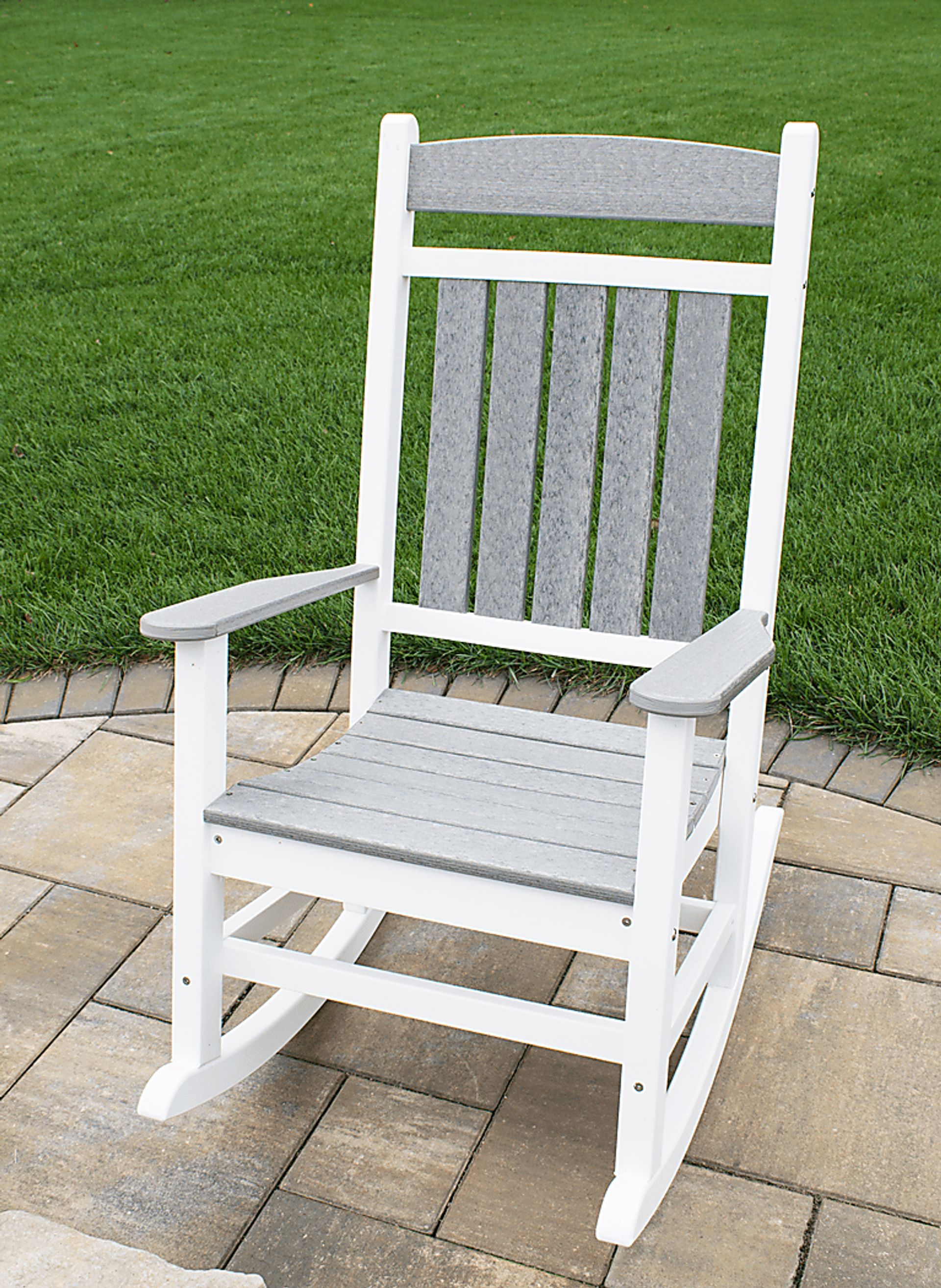 Edgarton Natural White and Granite Outdoor Rocker - Image 5