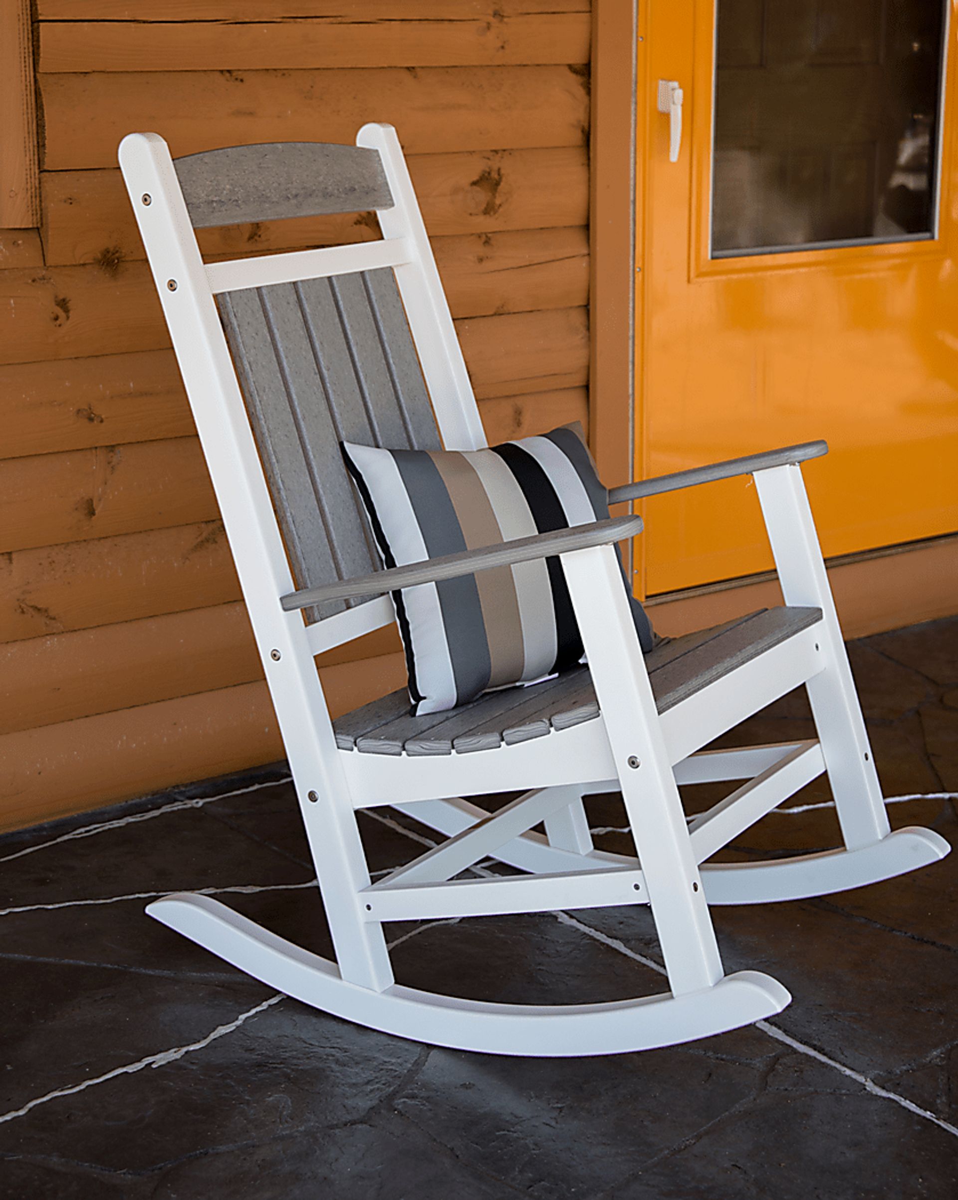Edgarton Natural White and Granite Outdoor Rocker - Image 6