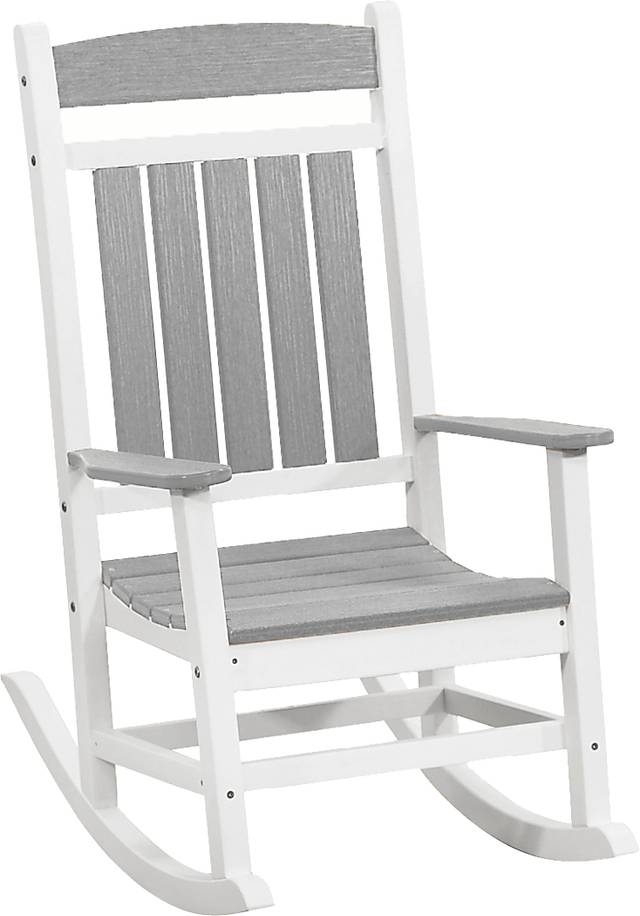 Edgarton Natural White and Granite Outdoor Rocker - Thumbnail - Image 1