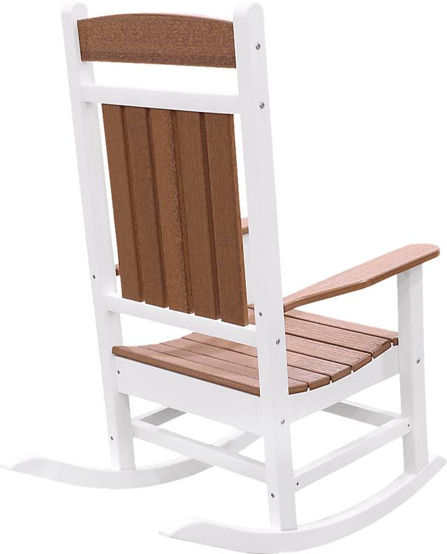 Edgarton Natural White and Mocha Outdoor Rocker - Thumbnail - Image 2