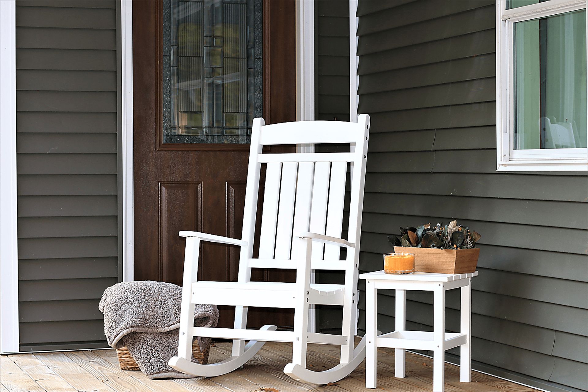 Edgarton Traditional White Outdoor Rocker - Image 2