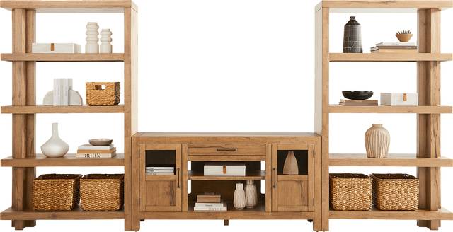 Edgewater Brown 3 Pc Wall Unit with 64 in. Console - Thumbnail - Image 2