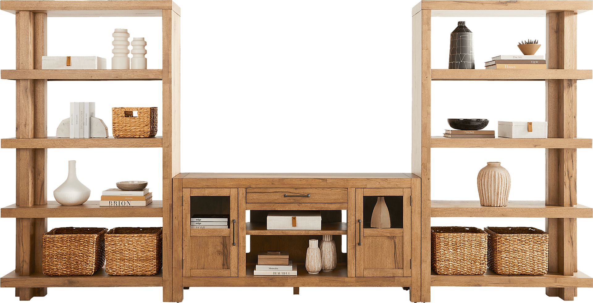 Edgewater Brown 3 Pc Wall Unit with 64 in. Console - Image 2