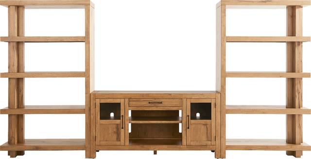 Edgewater Brown 3 Pc Wall Unit with 64 in. Console - Thumbnail - Image 1