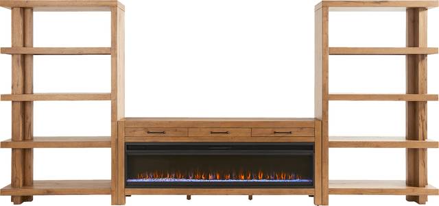 Edgewater Brown 3 Pc Wall Unit with 77 in. Console and Electric Fireplace - Thumbnail - Image 1