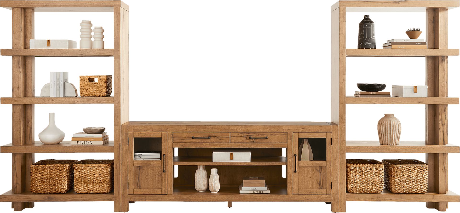 Edgewater Brown 3 Pc Wall Unit with 80 in. Console - Image 2