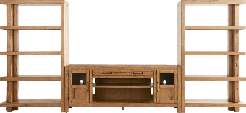 Edgewater Brown 3 Pc Wall Unit with 80 in. Console