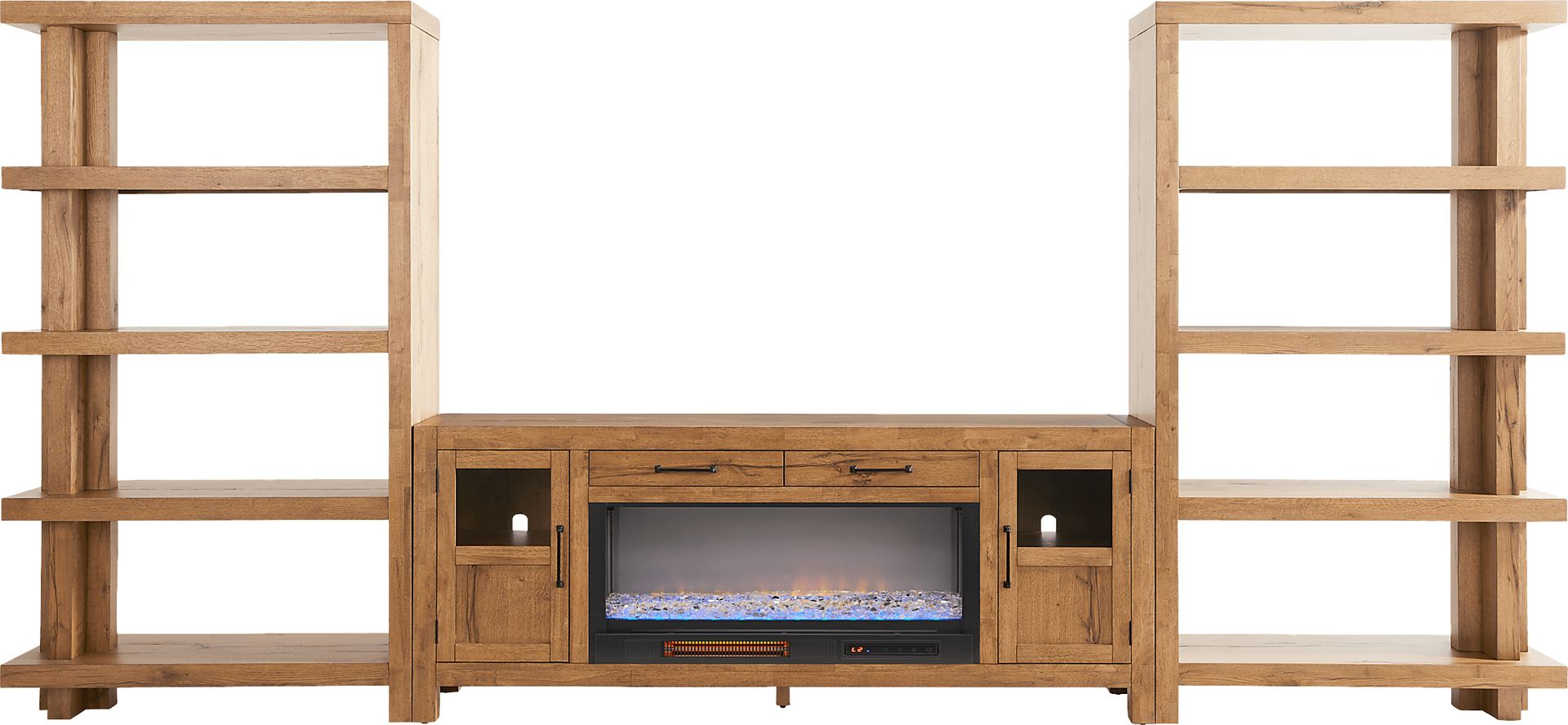 Edgewater Brown 4 Pc Wall Unit with 80 in. Console and Electric Fireplace - Image 1
