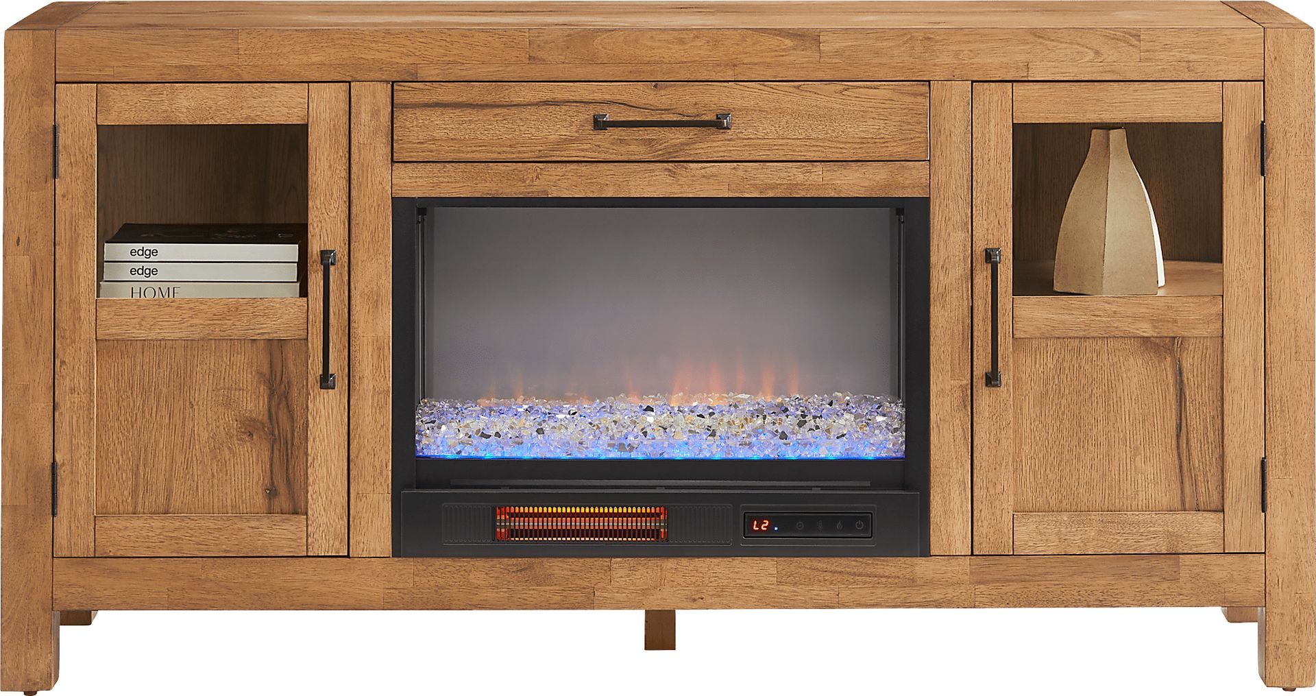 Edgewater Brown 64 in. Console with Electric Fireplace - Image 2