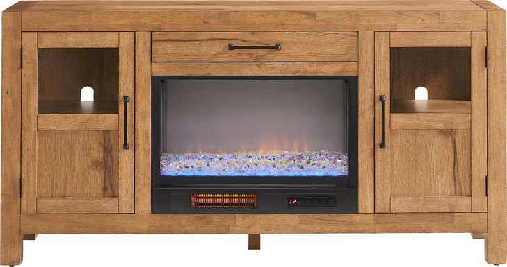 Edgewater Brown 64 in. Console with Electric Fireplace